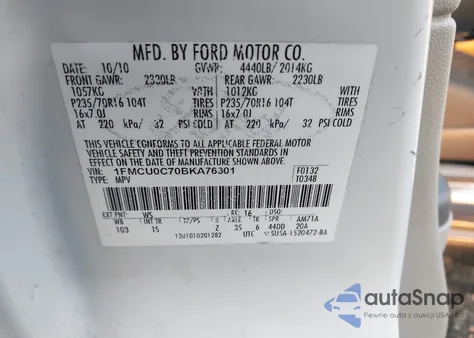 2011 Ford Escape Xls from USA, damaged, VIN 1FMCU0C70BKA76301